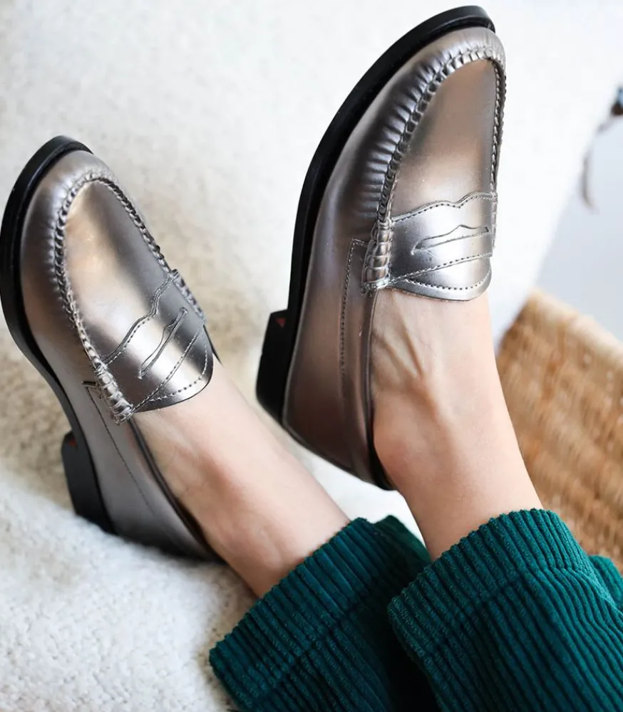 Best Mocassins Weejun Penny Loafer Argent Femme Mocassins