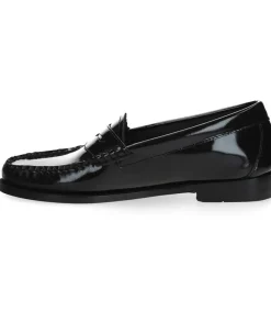 Hot Mocassins Weejuns Penny Wheel En Cuir Verni Noir Femme Mocassins