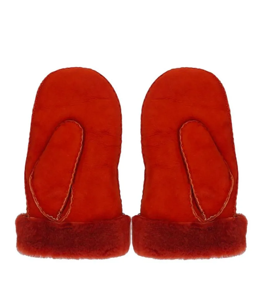 Clearance Moufles En Cuir Suede Mulfi Burnt Orange Femme Gants & Moufles
