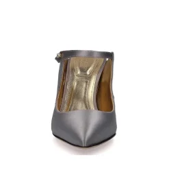 Online Mules A Talon En Soie Argentees Femme Escarpins