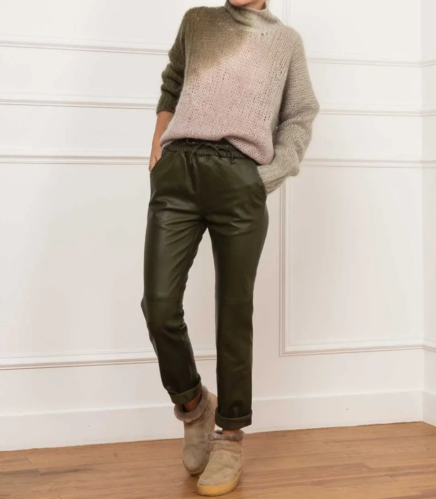 Best Pantalon En Cuir Kaki Femme Bas