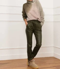 Best Pantalon En Cuir Kaki Femme Bas