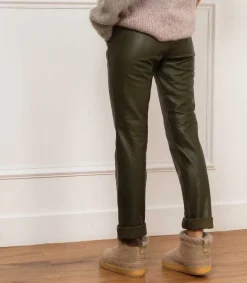 Best Pantalon En Cuir Kaki Femme Bas