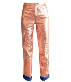 New Pantalon En Cuir Rose Gold Femme Bas