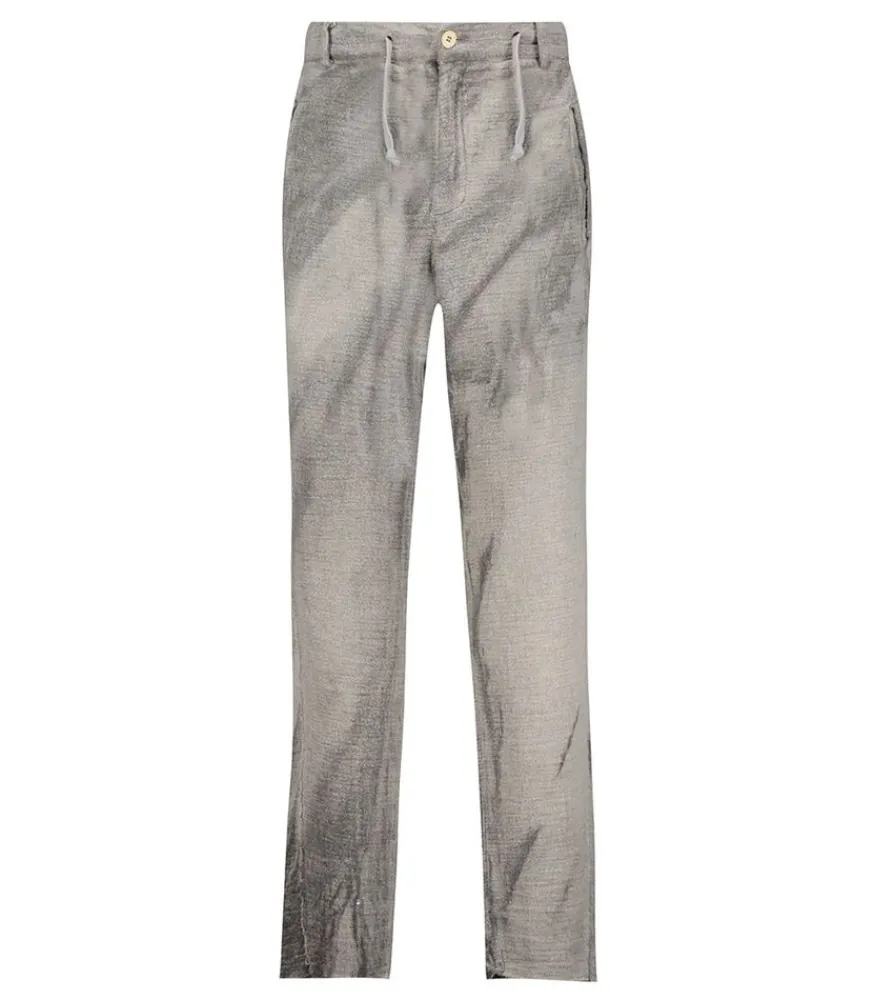 Discount Pantalon Homme Front Pockets Hand Dyed Gris Homme Pantalons