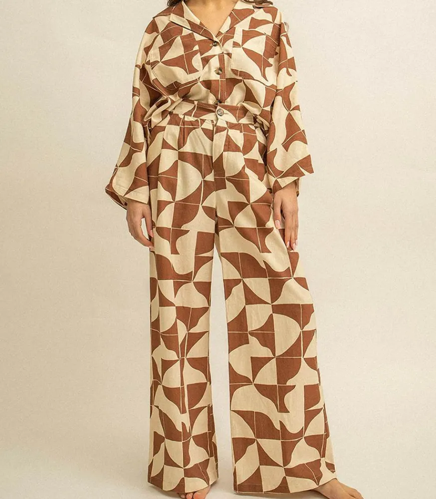 New Pantalon Tamara Imprime Seventies Femme Bas