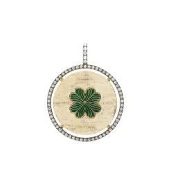 Best Pendentif Lucky Or Jaune Saphirs Blancs Femme Pendentifs