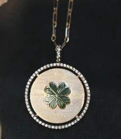 Best Pendentif Lucky Or Jaune Saphirs Blancs Femme Pendentifs