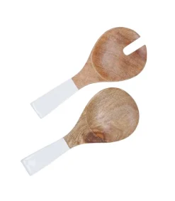 Outlet Petits Couverts De Service En Bois De Manguier Et Email Blanc Ustensiles & Accessoires