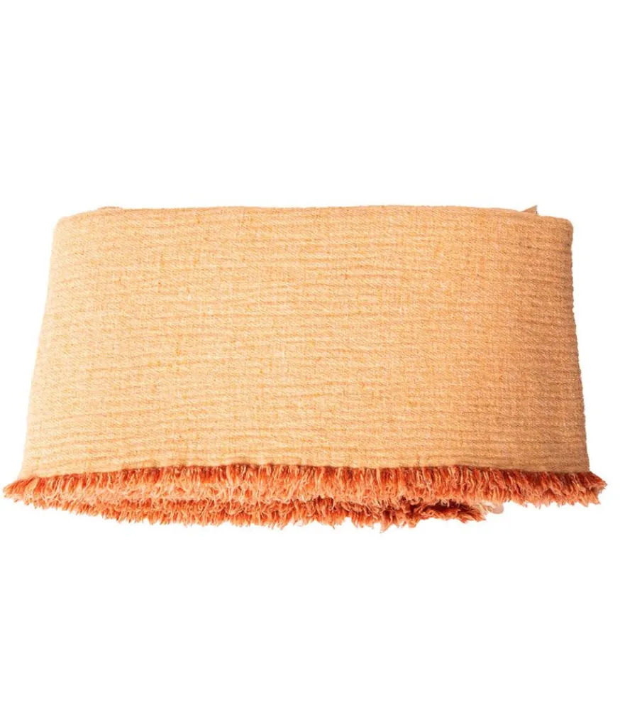 New Plaid En Laine Vierge Et Coton Laves Henne / Melon 150 X 250 Cm Plaids & Couvertures