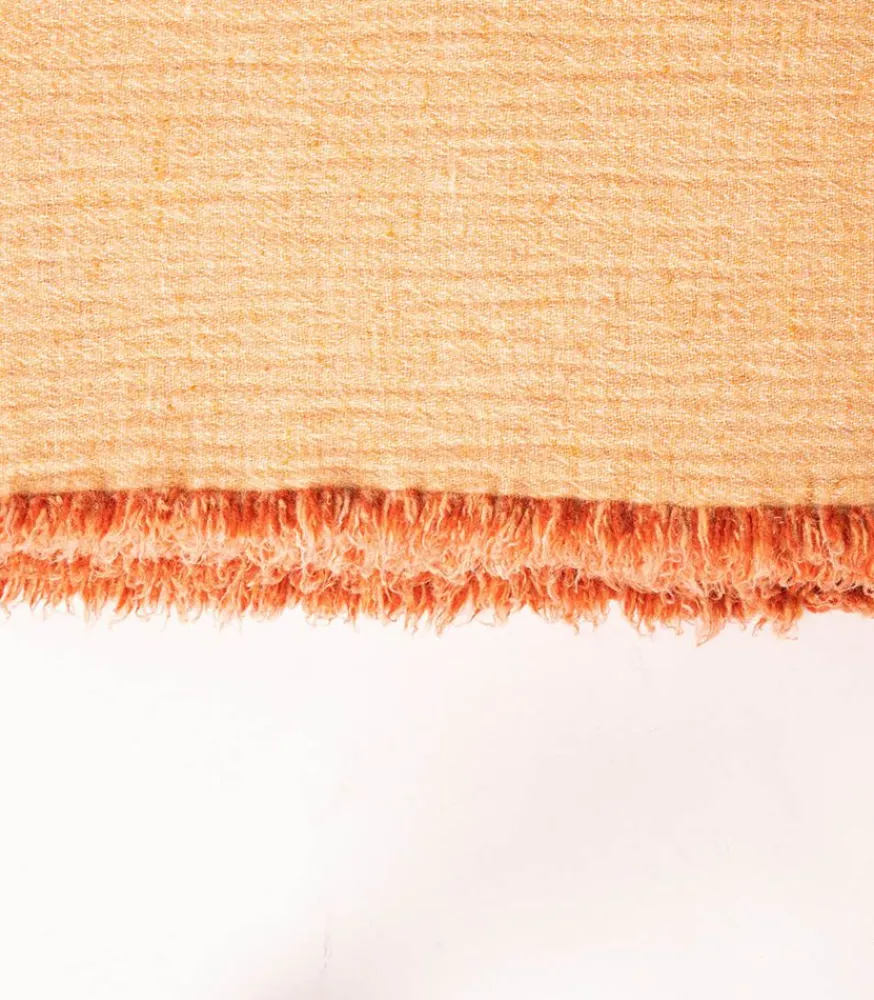 New Plaid En Laine Vierge Et Coton Laves Henne / Melon 150 X 250 Cm Plaids & Couvertures