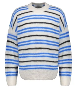 Discount Pull En Mohair A Rayures Dimitri Faded Black Homme Maille