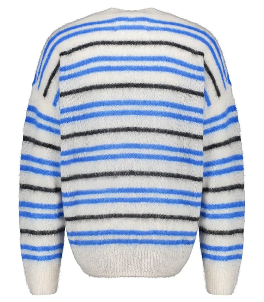 Discount Pull En Mohair A Rayures Dimitri Faded Black Homme Maille