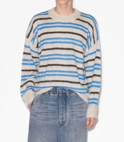 Discount Pull En Mohair A Rayures Dimitri Faded Black Homme Maille