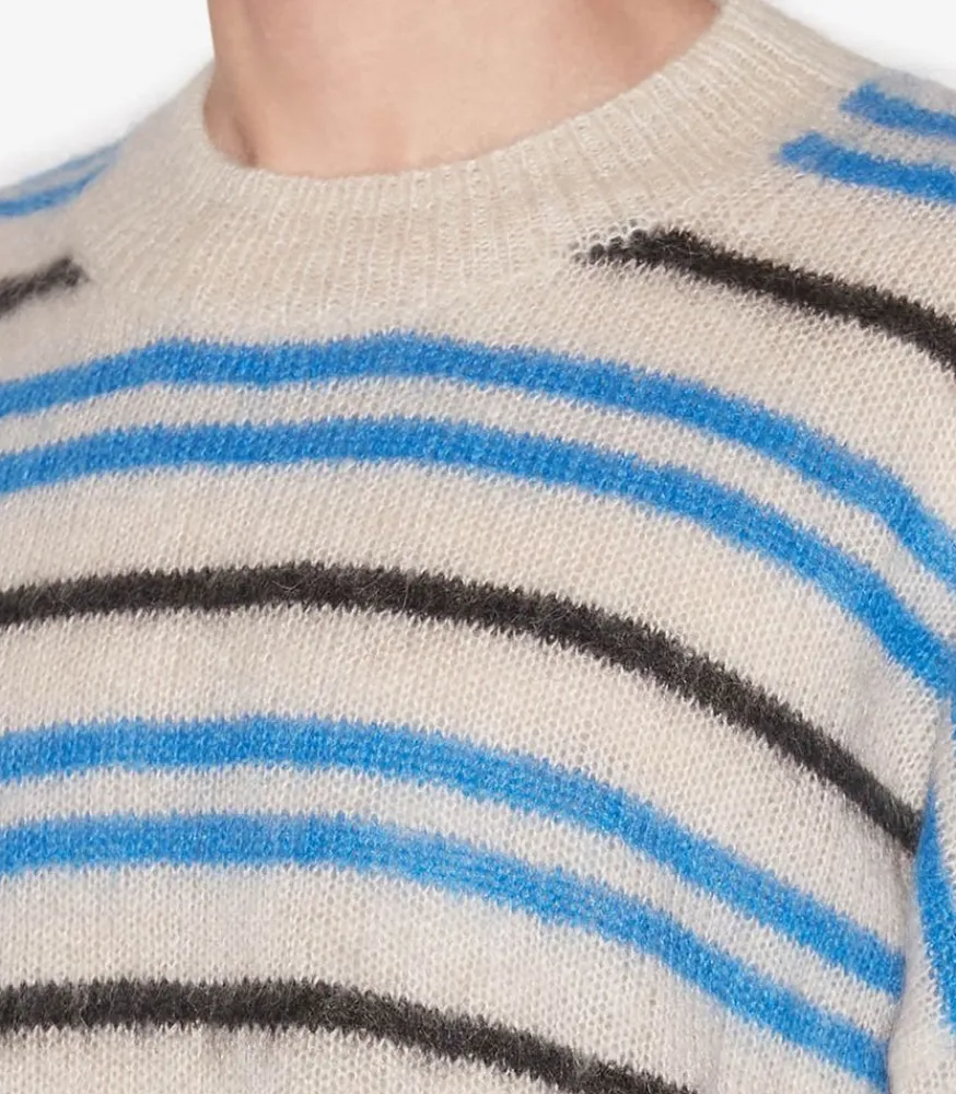 Discount Pull En Mohair A Rayures Dimitri Faded Black Homme Maille