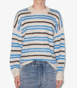 Discount Pull En Mohair A Rayures Dimitri Faded Black Homme Maille