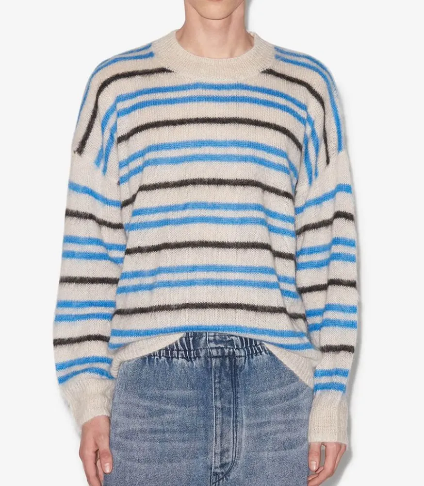 Discount Pull En Mohair A Rayures Dimitri Faded Black Homme Maille