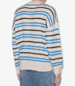 Discount Pull En Mohair A Rayures Dimitri Faded Black Homme Maille