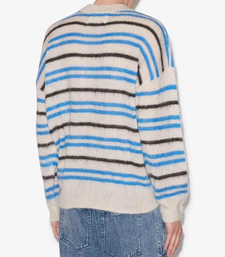 Discount Pull En Mohair A Rayures Dimitri Faded Black Homme Maille