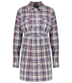 Hot Robe A Carreaux Liliane Bleu Femme Robes