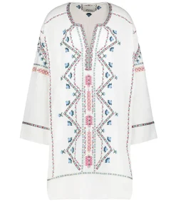 Hot Robe Chemsi Brodee En Coton Ecru Femme Robes