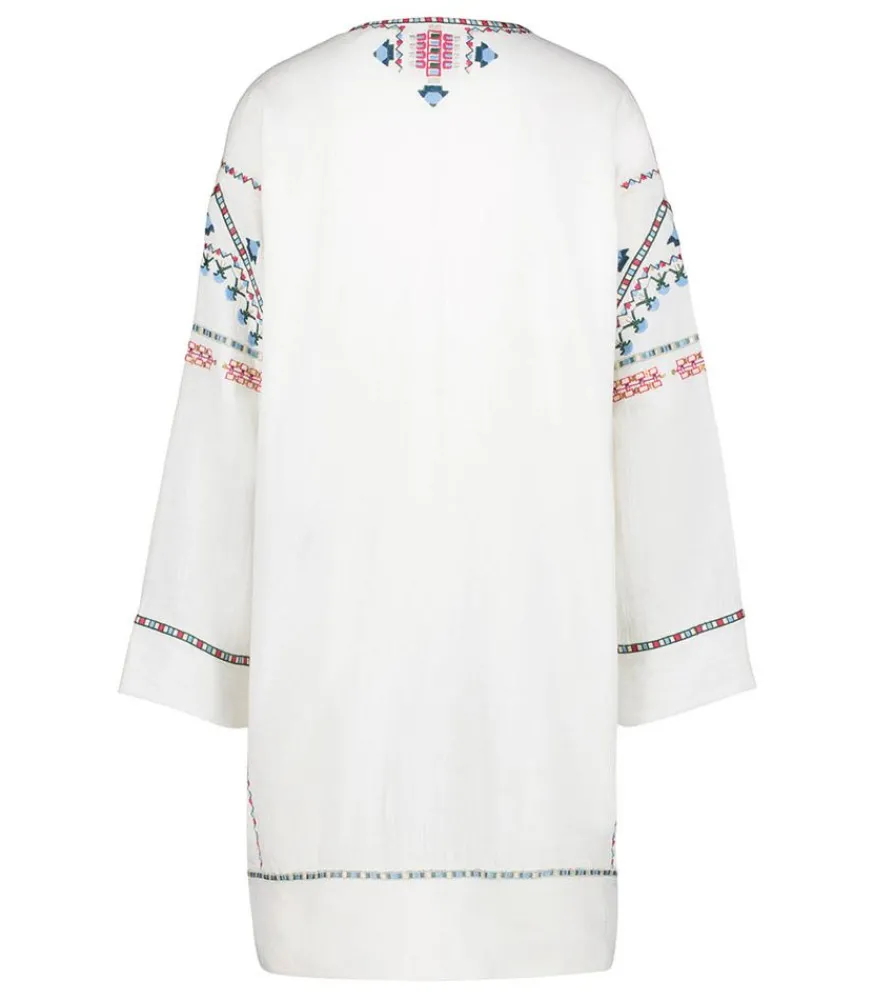 Hot Robe Chemsi Brodee En Coton Ecru Femme Robes