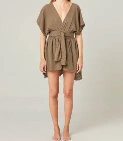 Robe Courte Empire Khaki Femme Robes