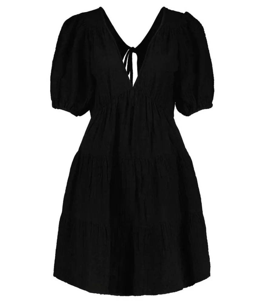 Hot Robe En Gaze De Coton Nissa Black Femme Robes