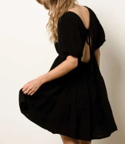 Hot Robe En Gaze De Coton Nissa Black Femme Robes