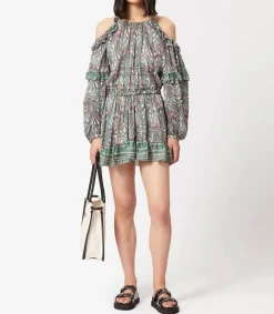 Sale Robe Imprimee Gabinia Ecru Femme Robes