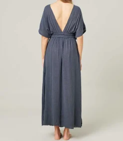 Clearance Robe Longue Empire Bleu Marine Femme Robes