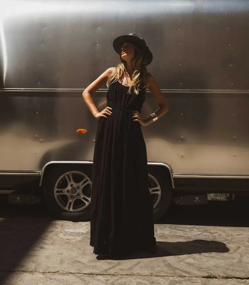 Outlet Robe Plissee Palm Beach Noire Femme Robes