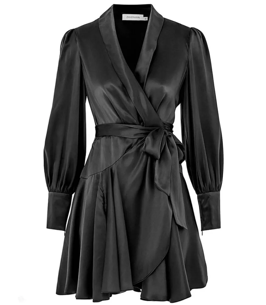 Online Robe Portefeuille En Soie Black Femme Robes