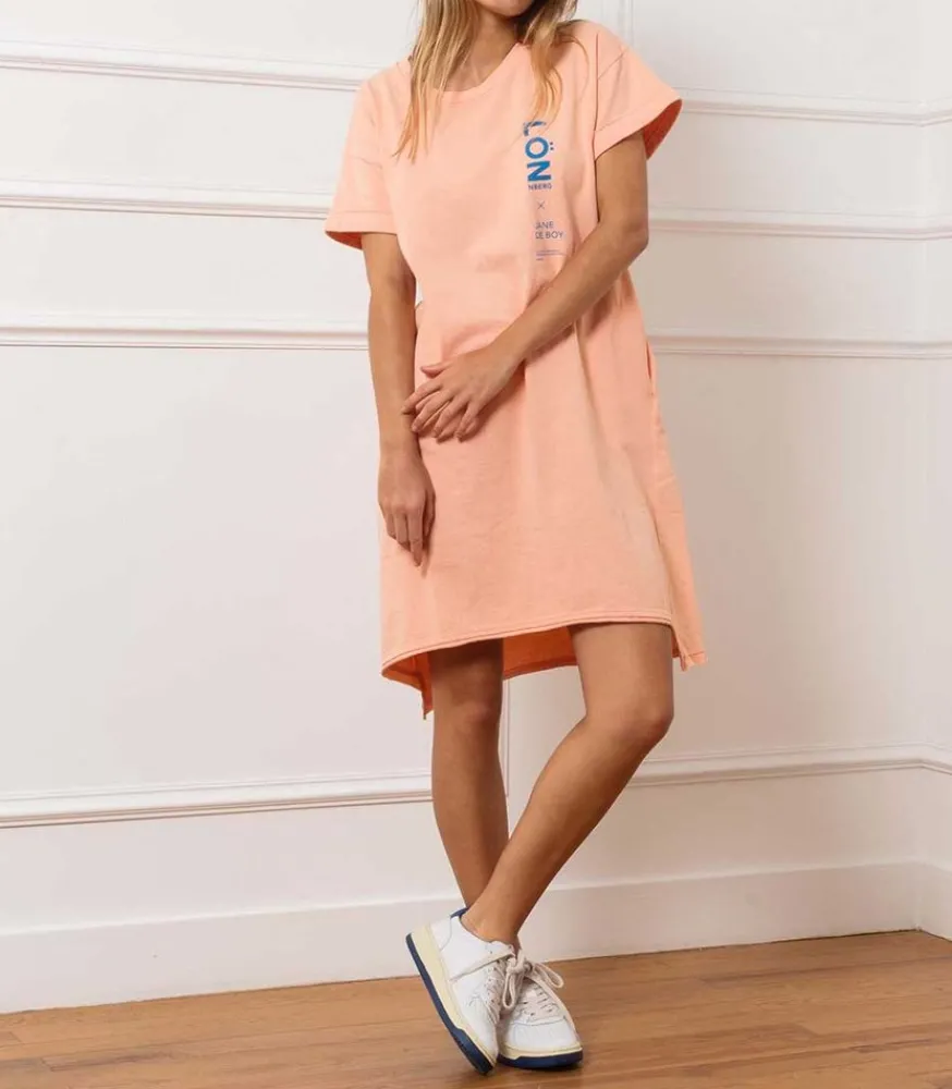 Sale Robe Tee-Shirt Abby Orange X Jane De Boy Femme Robes