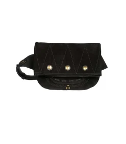 Hot Sac Banane Jerry Cuir Velours Noir Femme Sacs Ceinture