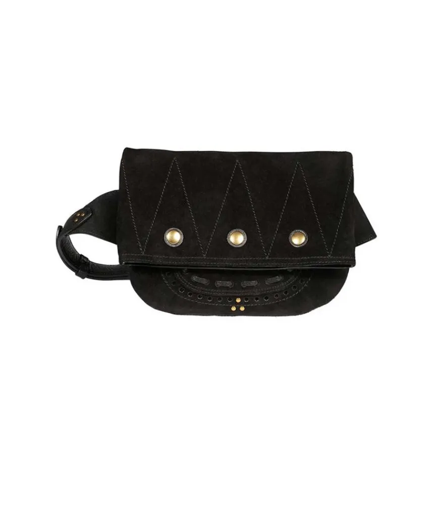 Hot Sac Banane Jerry Cuir Velours Noir Femme Sacs Ceinture