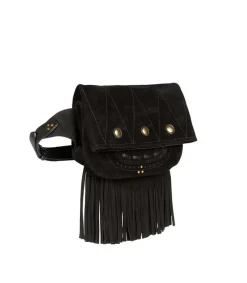 Hot Sac Banane Jerry Cuir Velours Noir Femme Sacs Ceinture