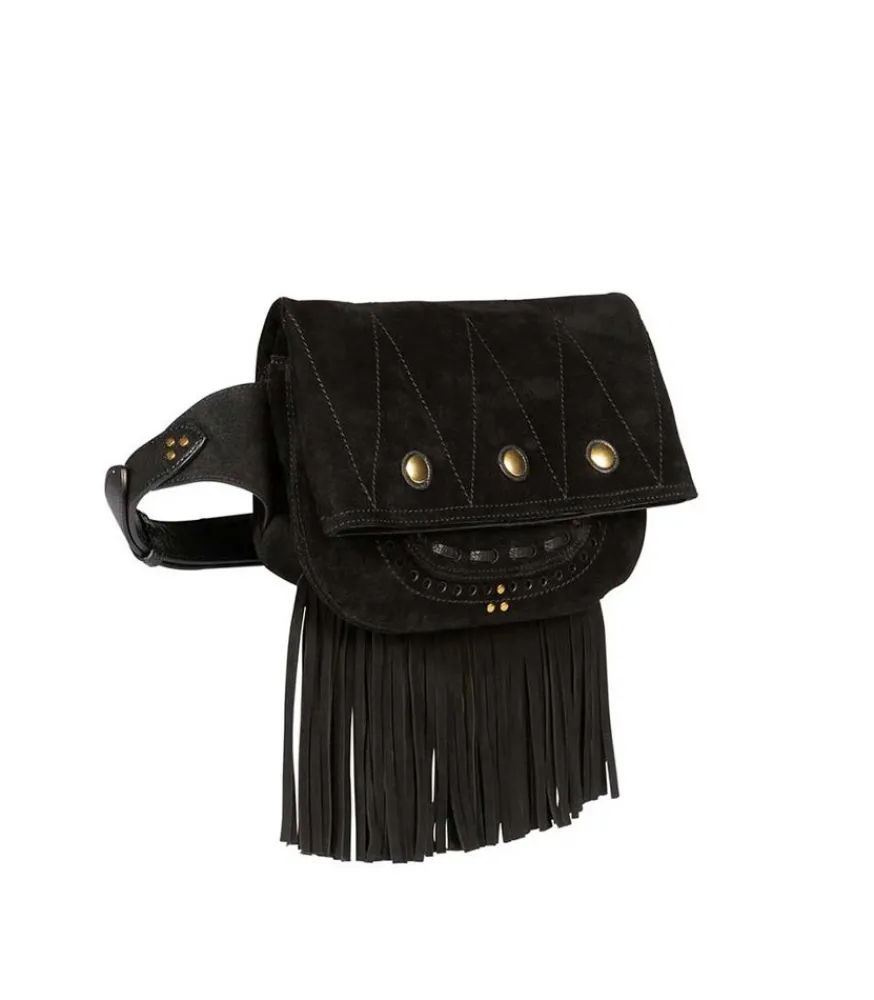 Hot Sac Banane Jerry Cuir Velours Noir Femme Sacs Ceinture