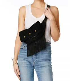 Hot Sac Banane Jerry Cuir Velours Noir Femme Sacs Ceinture