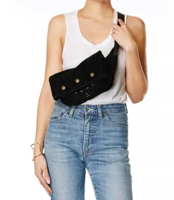 Hot Sac Banane Jerry Cuir Velours Noir Femme Sacs Ceinture