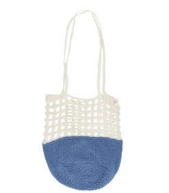 Sale Sac Capitaine Crochet Ecru Et Bleu Denim Femme Cabas & Paniers