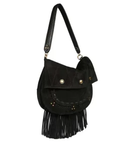 Discount Sac Jerry M Cuir Velours Noir Femme Sacs Bandoulière