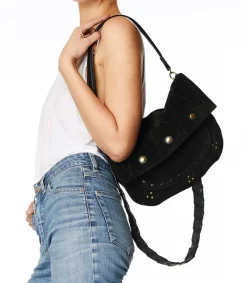 Discount Sac Jerry M Cuir Velours Noir Femme Sacs Bandoulière