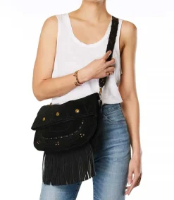 Discount Sac Jerry M Cuir Velours Noir Femme Sacs Bandoulière