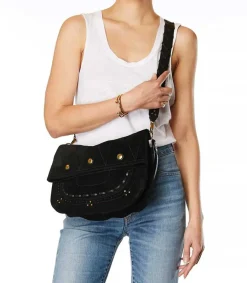 Discount Sac Jerry M Cuir Velours Noir Femme Sacs Bandoulière