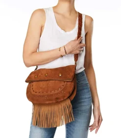 Best Sac Jerry M Cuir Velours Tabac Femme Sacs Bandoulière