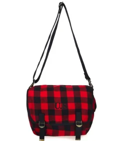 Outlet . Grand Toile Ecossais Rouge Femme Sacs Bandoulière