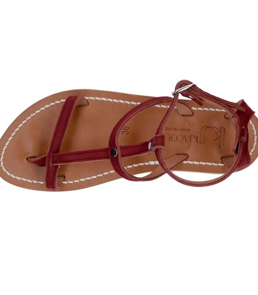 Discount Sandales Antioche Cuir Velours Fisterra Femme Sandales & Tongs