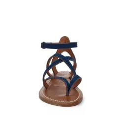Hot Sandales Epicure Cuir Velours Bleu Femme Sandales & Tongs