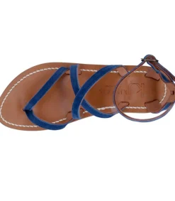 Hot Sandales Epicure Cuir Velours Bleu Femme Sandales & Tongs